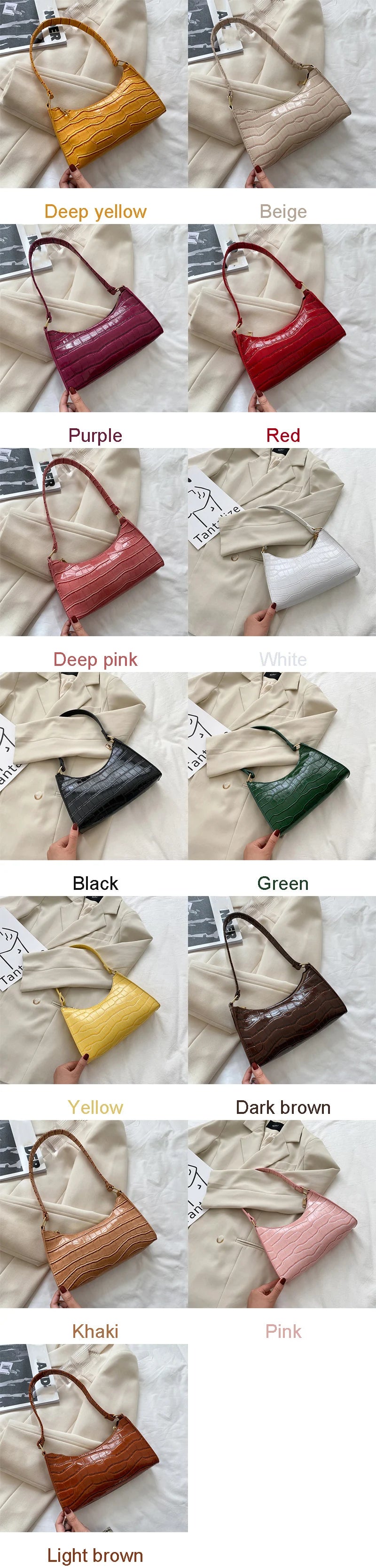 Bolsas de Couro Com Estampa de Jacaré