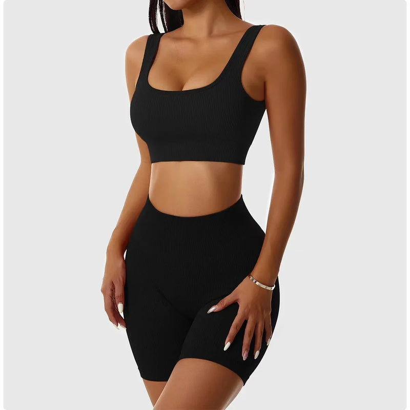 Conjunto Esportivo, top curto sem costuras Confortável, roupa esportiva elástica para treino, roupas de ginástica