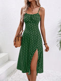 Vestido de Verão Com Alças Finas e Estampa de Bolinhas