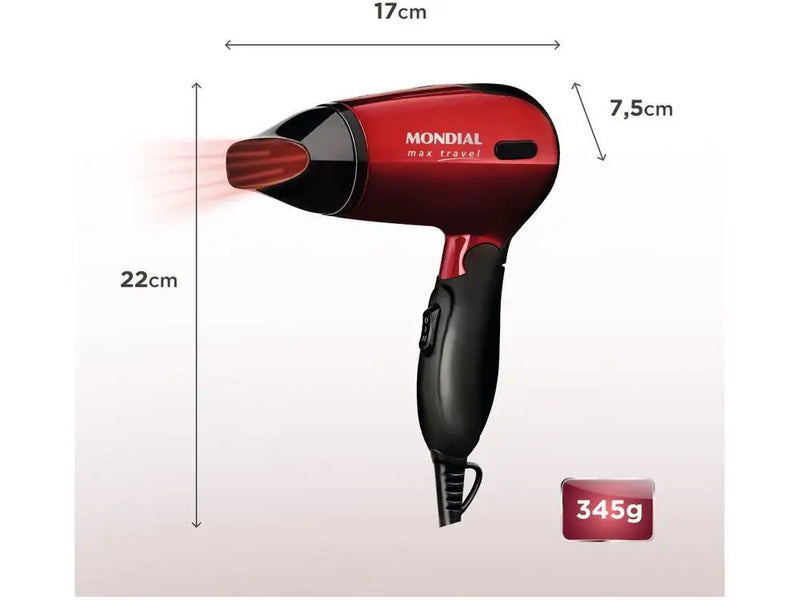 Secador de Cabelo Mondial Max Travel SC-10 Vermelho-Bivolt