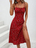 Vestido de Verão Com Alças Finas e Estampa de Bolinhas