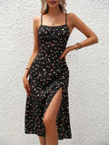 Vestido de Verão Com Alças Finas e Estampa de Bolinhas