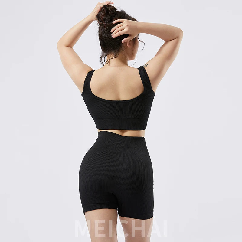 Conjunto Esportivo, top curto sem costuras Confortável, roupa esportiva elástica para treino, roupas de ginástica