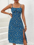 Vestido de Verão Com Alças Finas e Estampa de Bolinhas