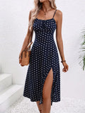 Vestido de Verão Com Alças Finas e Estampa de Bolinhas