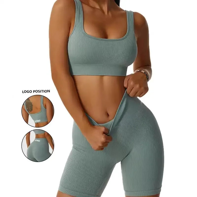 Conjunto Esportivo, top curto sem costuras Confortável, roupa esportiva elástica para treino, roupas de ginástica