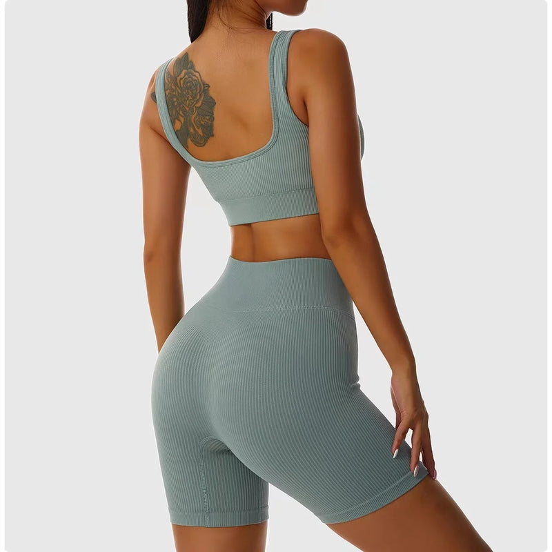 Conjunto Esportivo, top curto sem costuras Confortável, roupa esportiva elástica para treino, roupas de ginástica
